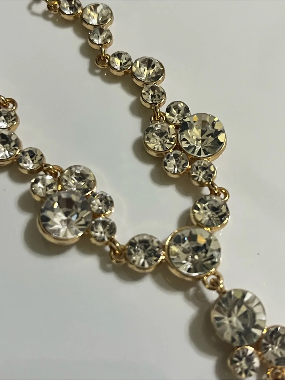 Gold-Tone Crystal Drop Y-Necklace in Clear